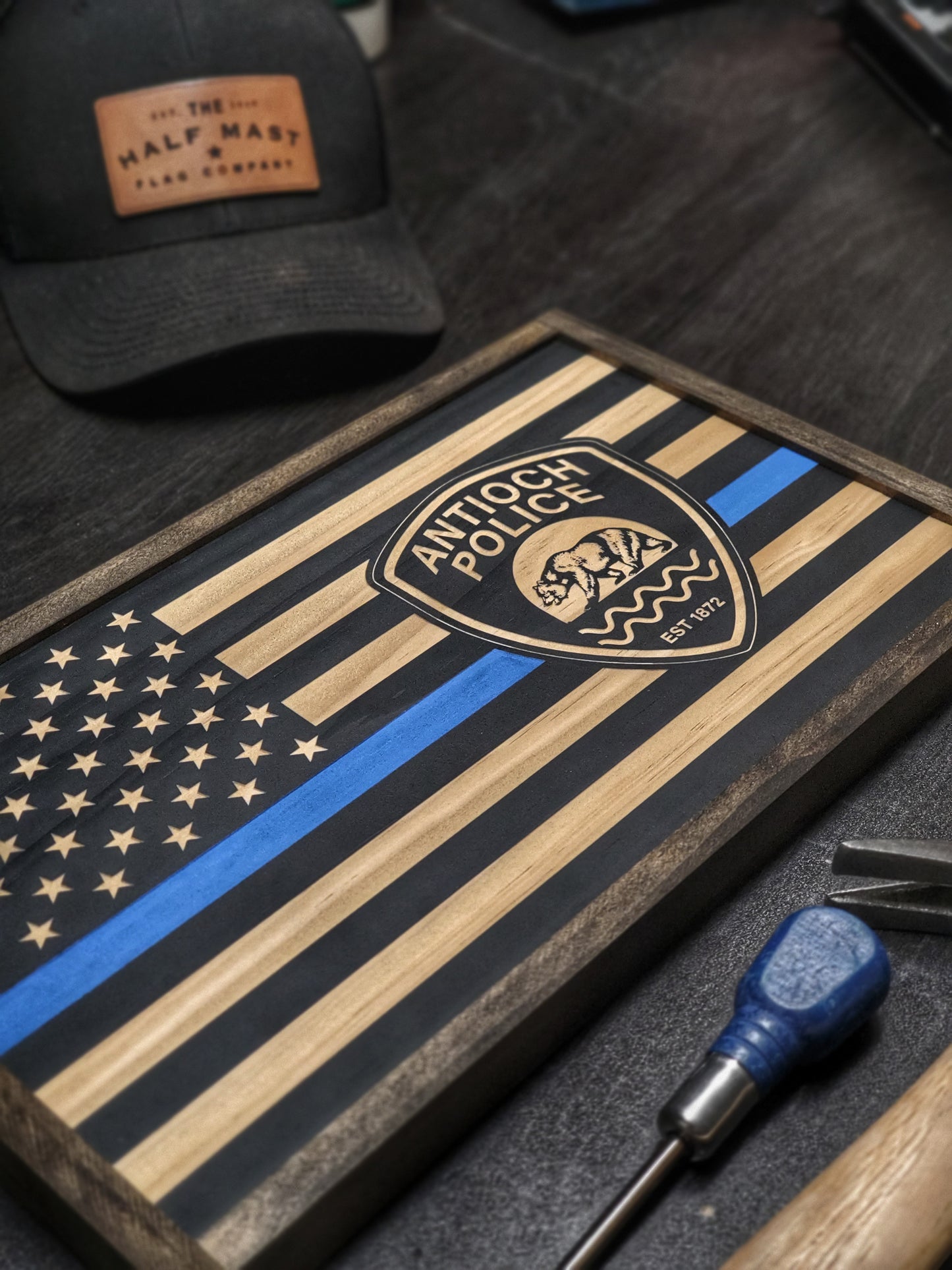 Subdued PD Flag sign